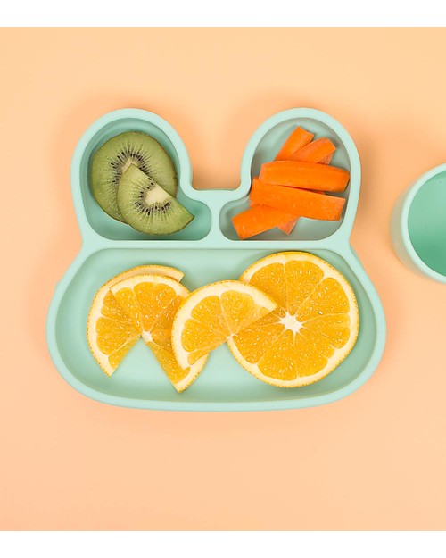 We Might Be Tiny Piatto Multiscomparto Coniglio, Verde Menta, con Base Anti-scivolo - Senza BPA! Piatti e Scodelle