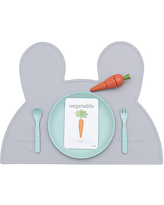 We Might Be Tiny Tovaglietta Placie Antiscivolo Coniglietto, Grigio Chiaro - Senza BPA! Set Pappa