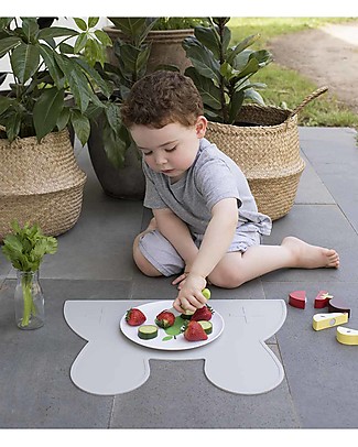 We Might Be Tiny Tovaglietta Placie Antiscivolo Coniglietto, Grigio Chiaro - Senza BPA! Set Pappa