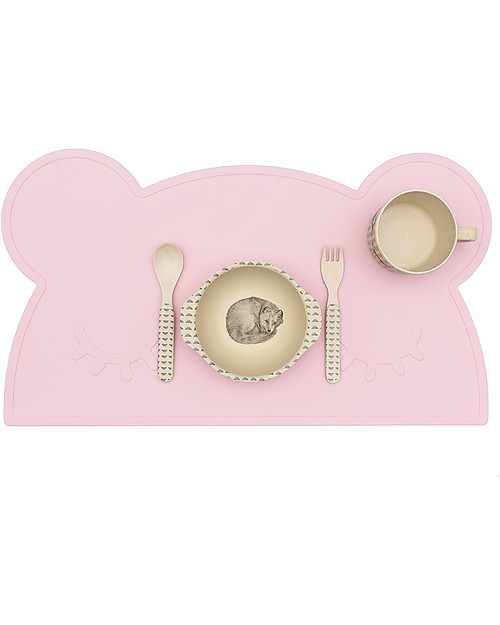 We Might Be Tiny Tovaglietta Placie Antiscivolo Orso, Rosa - Senza BPA! Set Pappa