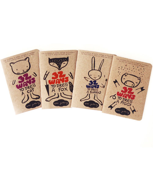 Wee Gallery 32 Modi di Vestire un Gatto (Libro Creativo - Carta Riciclata) Disegnare e Colorare