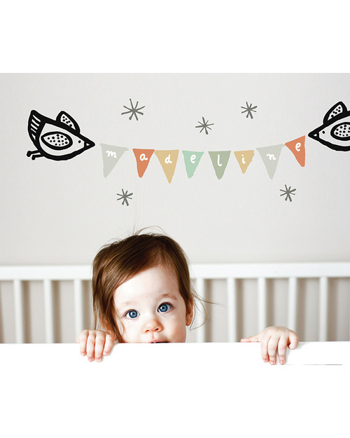 Wee Gallery Adesivi da Parete - Uccellini e Bandierine (riposizionabili e sicuri!) Adesivi da Parete