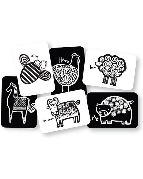 Wee Gallery Cartoline Baby Art Cards - Gli Animali della Fattoria (Visibili per i Neonati!) - Giochi per Neonati_