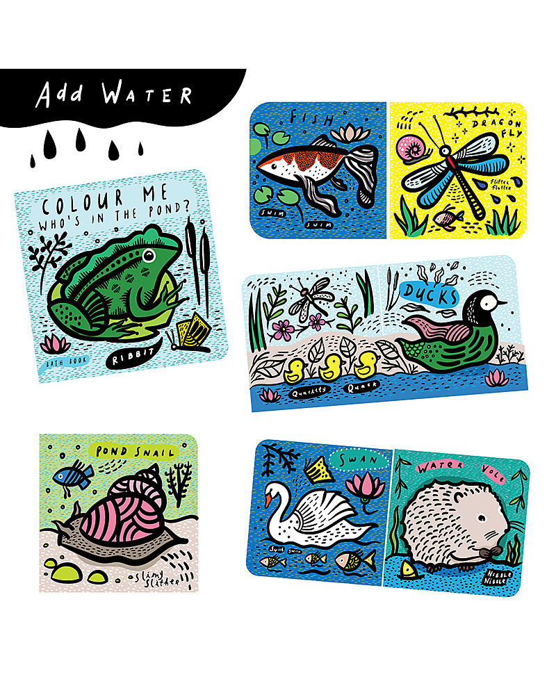 Wee Gallery Libro Acquatico Amici dello Stagno Cambia colore a contatto con l