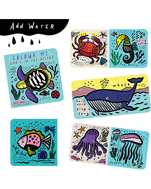 Wee Gallery Libro Acquatico, Amici dell'Oceano - Cambia colore a contatto con l’acqua! Libri