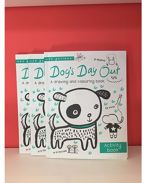 Wee Gallery Libro da colorare e disegnare, Dog’s Day Out Activity Book - Libro interattivo per bambini da 2 a 5 anni! Libri