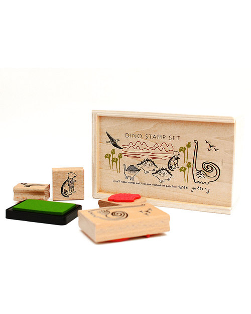 Wee Gallery Set di Timbri -  - Dinosauro - naturale ed atossico Adesivi e Timbri