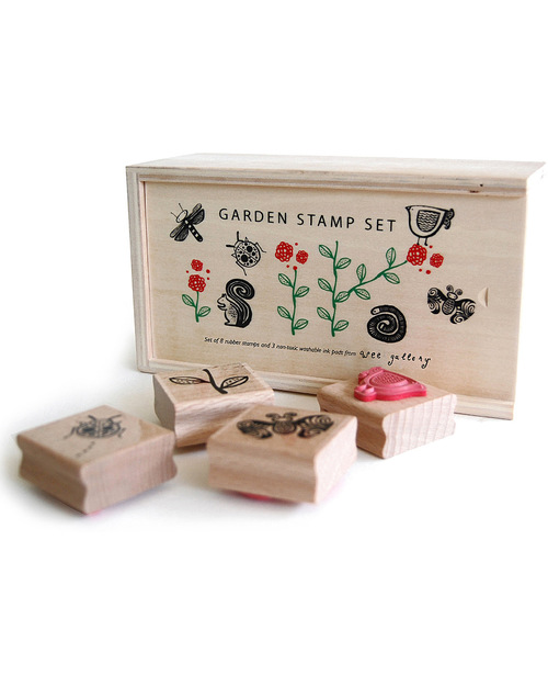 Wee Gallery Set di Timbri Garden - Naturale & Atossico Adesivi e Timbri