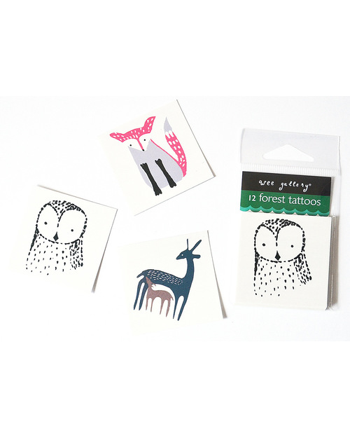 Wee Gallery Tatuaggi Temporanei Animali del Bosco (12 Pezzi) - atossici e sicuri Tatuaggi da Bambini