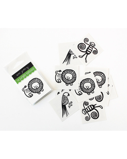 Wee Gallery Tatuaggi Temporanei - Gli Animali della Giungla (12 pezzi) Tatuaggi da Bambini