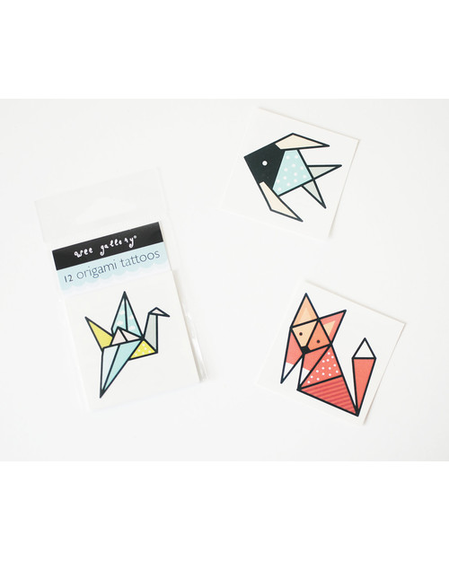 Wee Gallery Tatuaggi Temporanei Origami (12 Pezzi) - atossici e sicuri Tatuaggi da Bambini