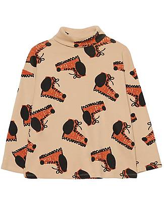 Weekend House Maglia Dolcevita a Maniche Lunghe - Sabbia con Scarpone Cane - Cotone Biologico Maglie Manica Lunga