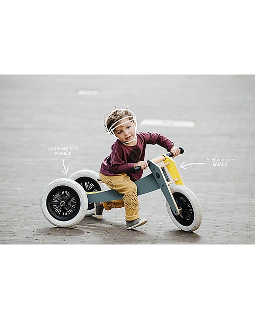 Wishbone Design Studio Wishbone Bike 3 in 1, Grigio e Giallo - Bici Pedagogica che Cresce col tuo Bimbo, Da 1 a 5 anni! Biciclette senza Pedali