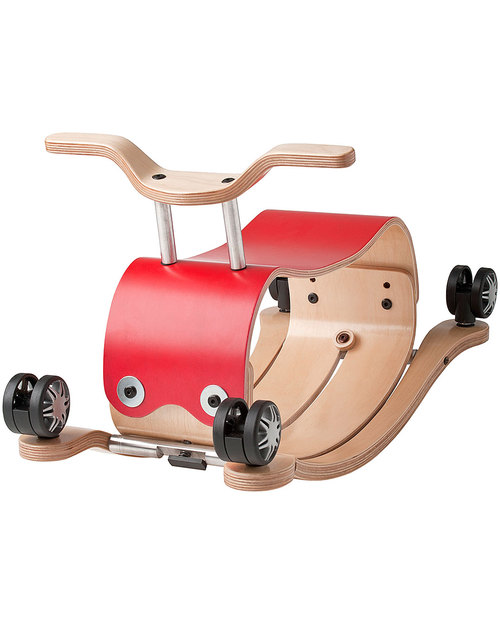Wishbone Design Studio Wishbone Flip Cavalcabile Rosso in Legno 3 in 1: Cresce col Bimbo e Super-Sostenibile! Cavalcabili