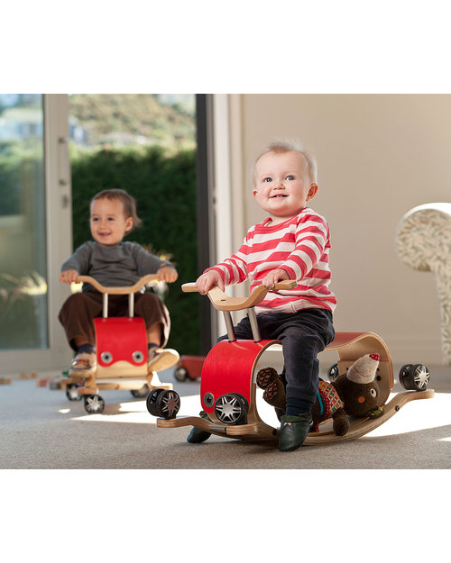 Wishbone Design Studio Wishbone Flip Cavalcabile Rosso in Legno 3 in 1: Cresce col Bimbo e Super-Sostenibile! Cavalcabili