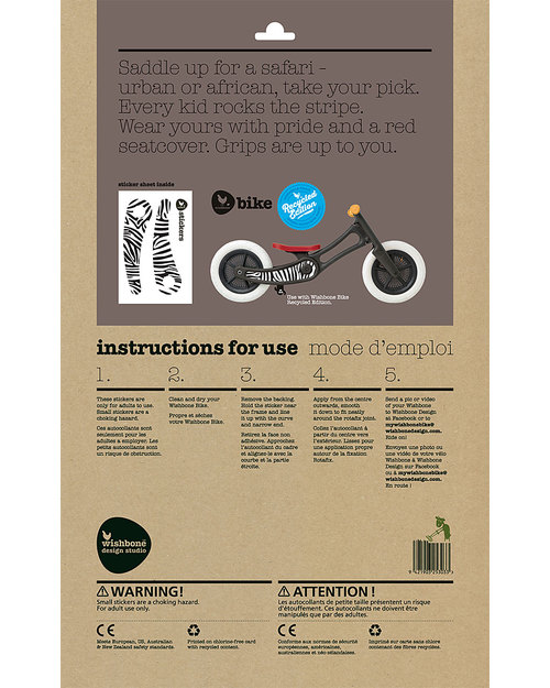 Wishbone Design Studio Wishbone Stickers - Recycled Edition - Legno - Adesivi per la personalizzazione Accessori Biciclette