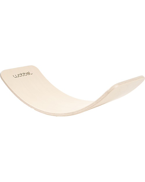 Wobbel Wobbel Original Linnen Tavola d'Equilibrio in Legno Sbiancato, Smalto Trasparente - Divertimento ed esercizio per grandi e piccini Giochi Montessoriani