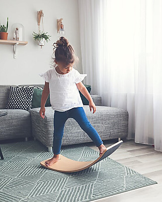 Wobbel Wobbel Original Tavola d'Equilibrio in Legno, Smalto Trasparente e Feltro - Antracite - Divertimento ed esercizio per grandi e piccini Giochi Montessoriani