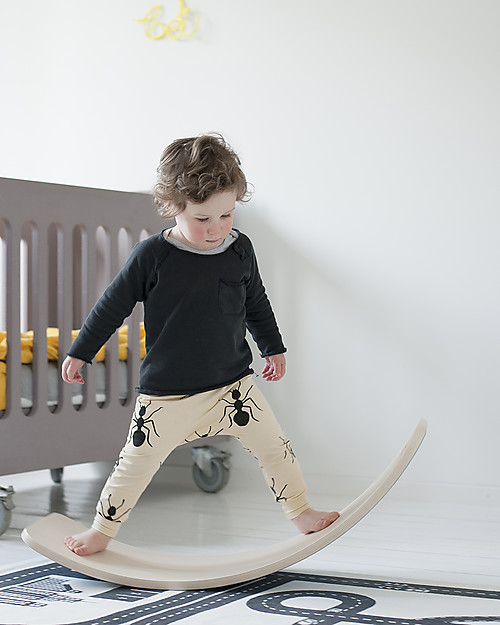 Wobbel Wobbel Original Tavola d'Equilibrio in Legno, Smalto Trasparente e Feltro - Azzurro Cielo - Divertimento ed esercizio per grandi e piccini Giochi Montessoriani