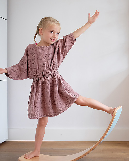 Wobbel Wobbel Original Tavola d'Equilibrio in Legno, Smalto Trasparente e Feltro - Azzurro Cielo - Divertimento ed esercizio per grandi e piccini Giochi Montessoriani