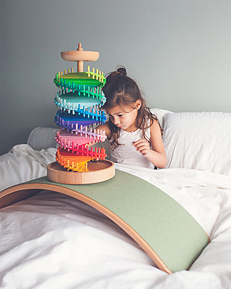 Wobbel Wobbel Original Tavola d'Equilibrio in Legno, Smalto Trasparente e Feltro - Foresta - Divertimento ed esercizio per grandi e piccini Attività Montessori