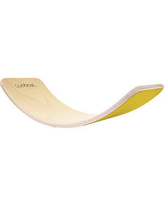 Wobbel Wobbel Original Tavola d'Equilibrio in Legno, Smalto Trasparente e Feltro - Senape - Divertimento ed esercizio per grandi e piccini Giochi Montessoriani