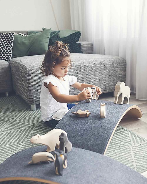 Wobbel Wobbel XL (da 7 anni) Tavola d'Equilibrio in Legno, Smalto Trasparente e Feltro Antracite - Divertimento ed esercizio per grandi e piccini Giochi Montessoriani