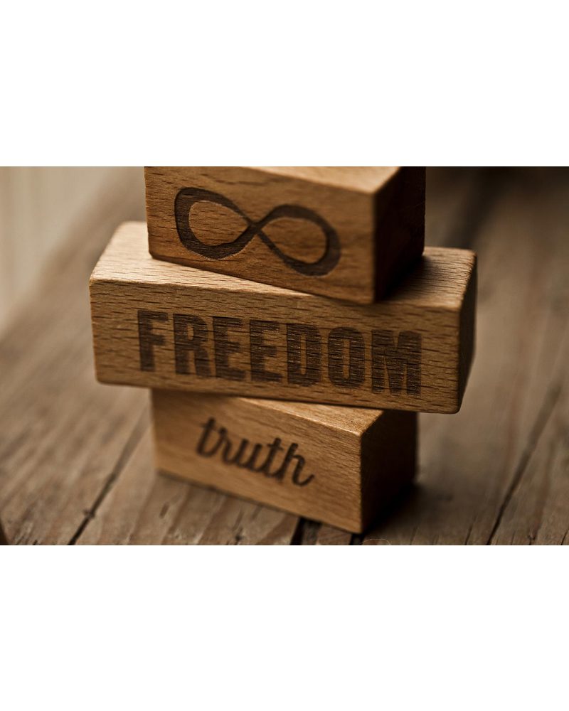 Wooden Story Blocchi “On My Mind” Freedom/Truth - Legno Naturale