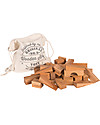 Wooden Story Blocchi in Legno Naturale + Sacco di Cotone - 50 Pezzi XL - Da Un Anno Costruzioni in Legno