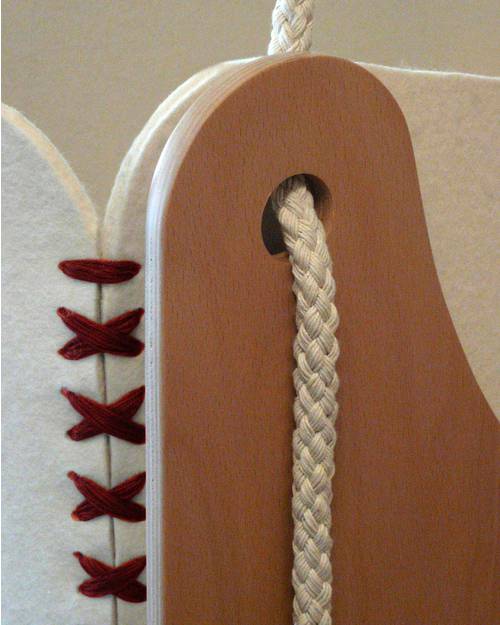 Woodly Culla Sospesa Roll + Materasso - Rosso - Lana e Legno - Made in Italy Culle e Ceste