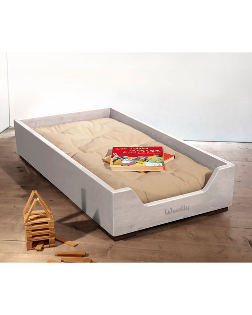 Woodly Lettino Montessori Impilabile SMALL - Bianco Shabby - 120x60 xm - Made in Italy Letti Montessoriani