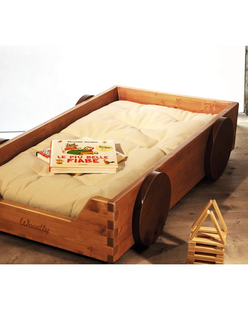 Woodly Lettino Montessoriano con Ruote BIG a Pettine - Bianco Shabby - Made in Italy Letti Montessoriani