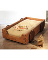 Woodly Lettino Montessoriano con ruote SMALL a Pettine- Abete Mordenzato Miele - Made in Italy Letti Montessoriani