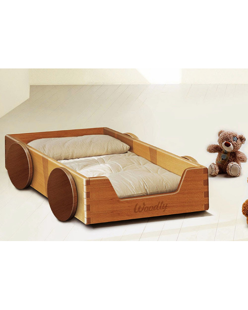 Woodly Lettino Montessoriano con ruote SMALL a Pettine - Bianco Shabby - Made in Italy Letti Montessoriani