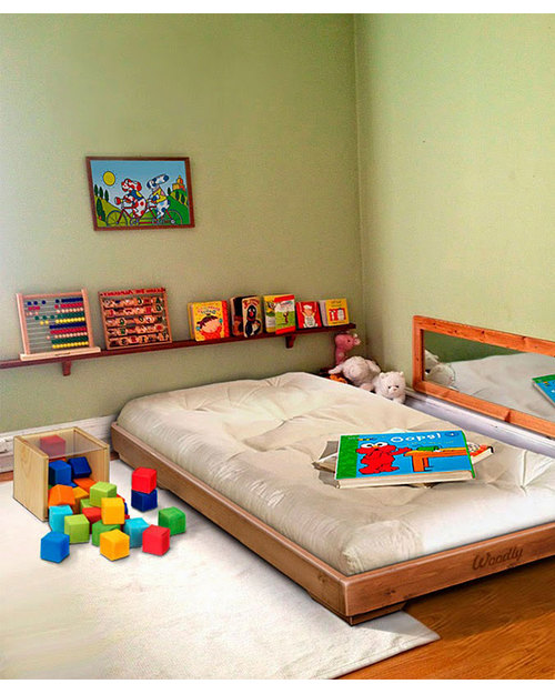 Woodly Lettino Montessoriano Puro SMALL 120x60 cm - Bianco Shabby - Made in Italy Letti Montessoriani