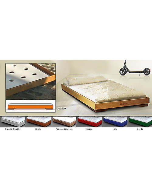 Woodly Letto Basso Puro Maxi - Miele - 90 x 200 cm - Made in Italy Letti Montessoriani