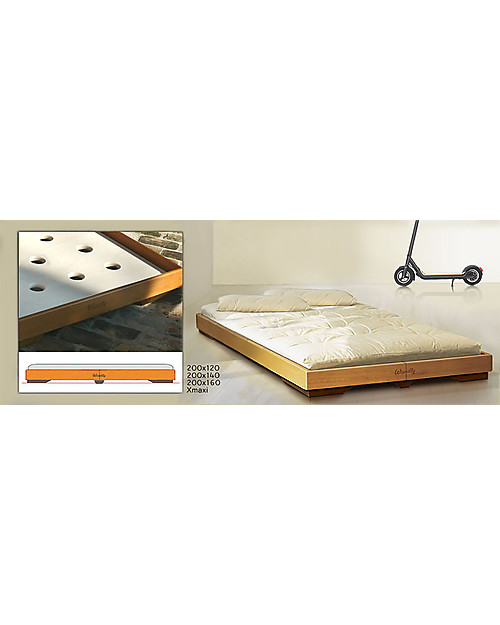 Woodly Letto Basso Puro Xmaxi - Miele - 120 x 200 cm - Made in Italy Letti Montessoriani