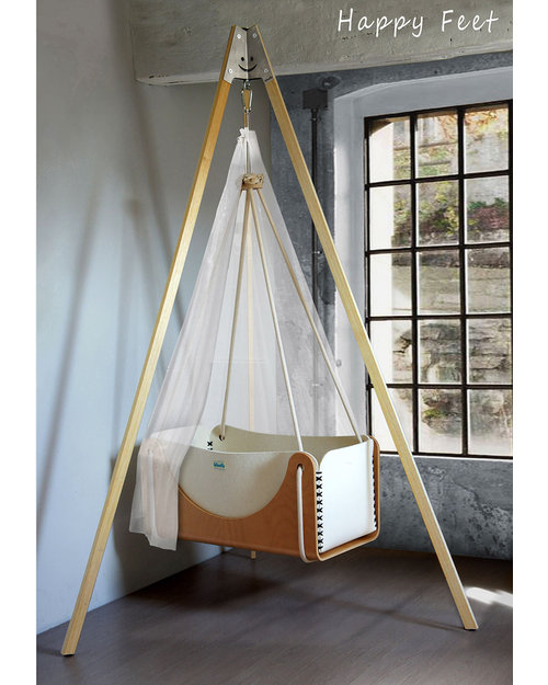 Woodly Tripode Happy Feet per Culla Sospesa Roll + Materasso - Lana e Legno - Made in Italy Culle e Ceste