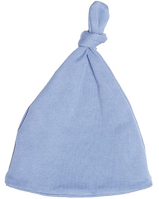 Wooly Organic Cappellino con Nodo, Azzurro - Cotone bio elasticizzato Cappelli