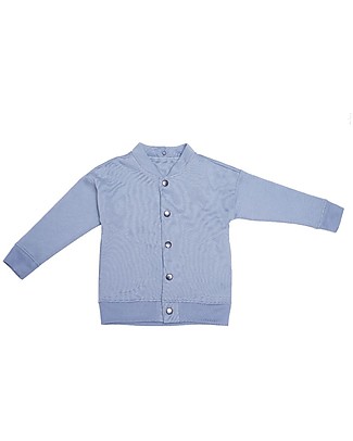 Wooly Organic Cardigan Maniche Lunghe con Cappuccio Staccabile, Azzurro - Cotone bio elasticizzato Giacche