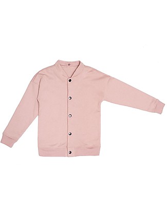 Wooly Organic Cardigan Maniche Lunghe con Cappuccio Staccabile, Rosa - Cotone bio elasticizzato Giacche