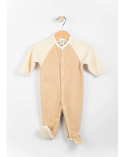 Wooly Organic Tutina Maniche Lunghe in Ciniglia, Marrone ed Ecrù - 100% cotone bio Tutine Lunghe