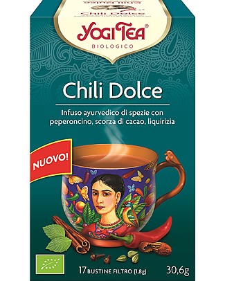 Yogi Tea Chili Dolce, Infuso Ayurvedico con Peperoncino, Scorza di Cacao, Liquirizia - 17 bustine Tisane