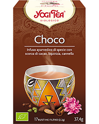 Yogi Tea Choco, Infuso Ayurvedico con Cacao, Liquirizia e Cannella, 17 bustine - Calmante Tisane