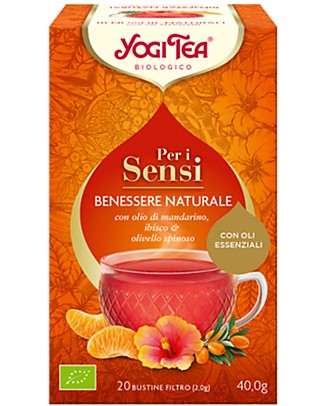 Yogi Tea Per i sensi - Infuso con oli essenziali con Ibisco e Olivello spinoso - 20 bustine Tisane