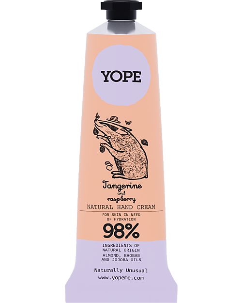 Yope Crema Mani Naturale - Mandarino e Lampone - 50 ml - 98% Ingredienti Naturali Creme e Olii