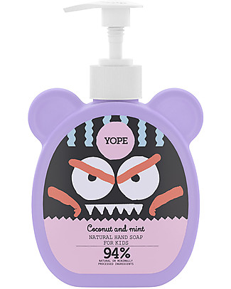 Yope Sapone Mani Naturale per Bambini - 400 ml - Cocco e Menta Kit Toilette Neonato