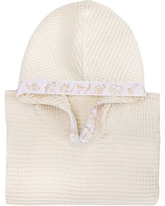 Zac 4 Kids Accappatoio Poncho Nido d'Ape - Bianco Naturale - 100% cotone Accappatoi e Asciugamani