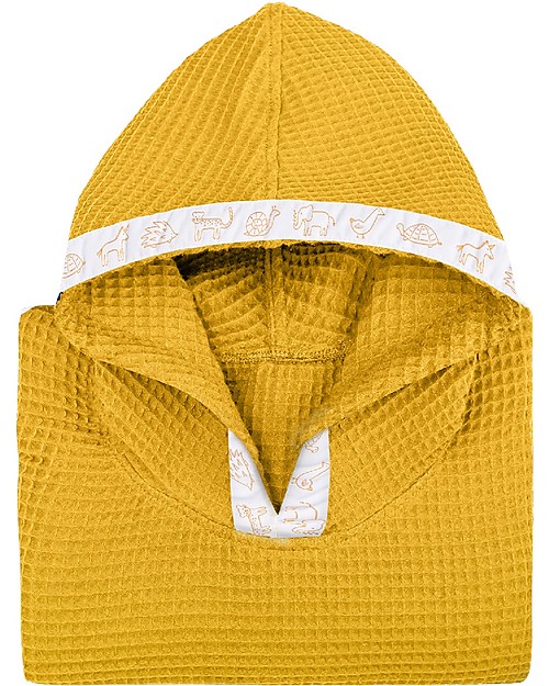 Zac 4 Kids Accappatoio Poncho Nido d'Ape - Giallo Ocra - 100% cotone Accappatoi e Asciugamani