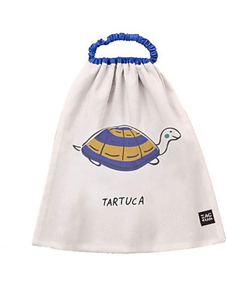 Zac 4 Kids Bavaglino con Elastico Collezione Palio, Blu con Tartaruga - 100% Cotone (Perfetto per l'Asilo) Bavagli con Elastico